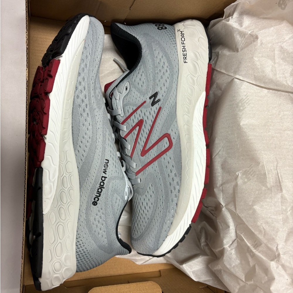 New Balance Men's Athletic Shoes in Gray with Red Accents